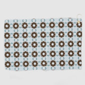 Brown and white flowers geometric patterned  ゴルフタオル (横)