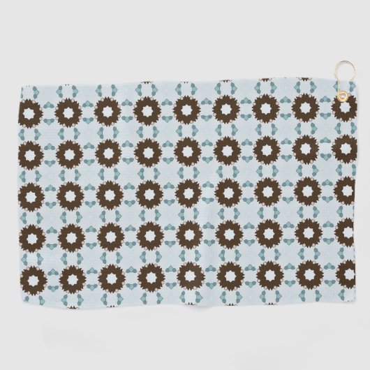 Brown and white flowers geometric patterned  ゴルフタオル (横)