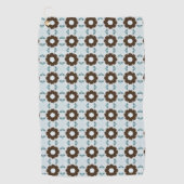Brown and white flowers geometric patterned  ゴルフタオル (正面)