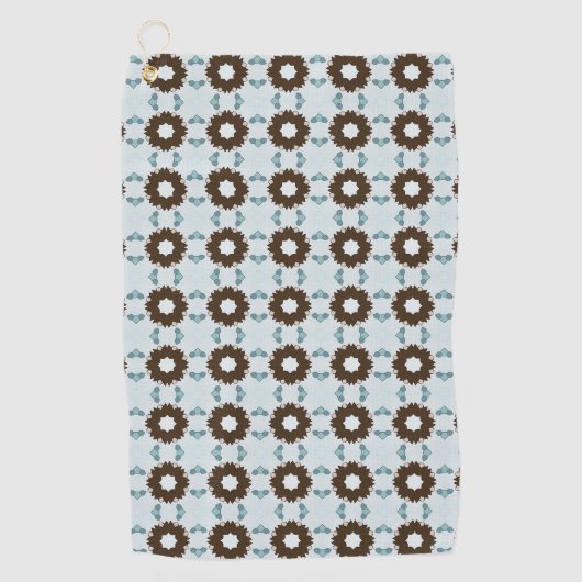 Brown and white flowers geometric patterned  ゴルフタオル (正面)