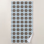 Brown and white flowers geometric patterned  ビーチタオル (正面)