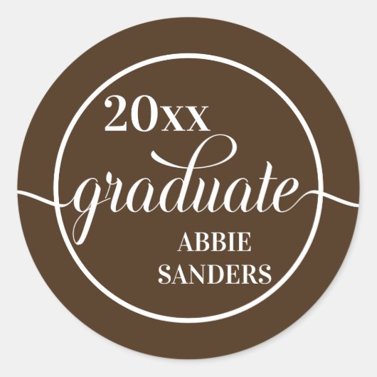 Brown and White Graduate and Yearシール ラウンドシール (正面)