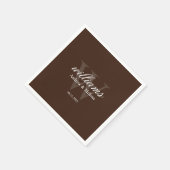 Brown and White Monogram Wedding スタンダードカクテルナプキン (角)