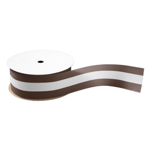 Brown And White Striped  Simple Stripes Pattern グログランリボン (リール)