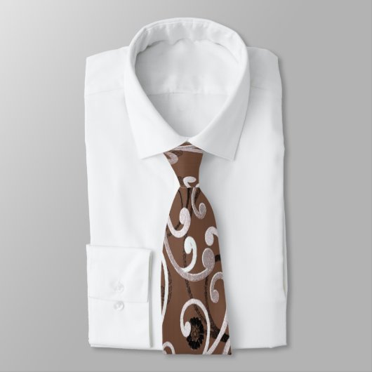 Brown and White Swirls ネクタイ (タイ)