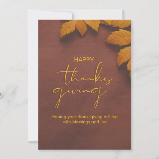 Brown and Yellow Minimalist Thanksgiving Card シーズンカード (正面)