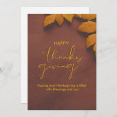Brown and Yellow Minimalist Thanksgiving Card シーズンカード (正面/裏面)