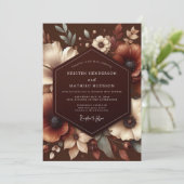 Brown Autumn Bloom Wedding 招待状 (スタンド正面)