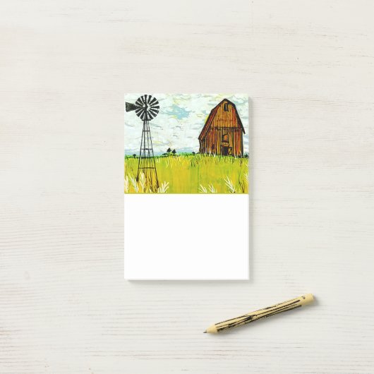 Brown Barn Summer Landscape Post-It Notes ポストイット (デスク上)