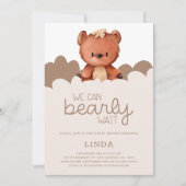 Brown Bear我々は赤ちゃんシャワーを待つことができる 招待状 (正面)