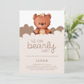 Brown Bear我々は赤ちゃんシャワーを待つことができる 招待状 (スタンド正面)