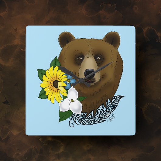 Brown Bear スクエア壁時計
