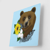 Brown Bear スクエア壁時計 (傾斜)