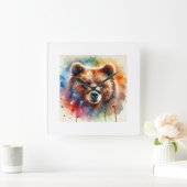 Brown Bear 170624AREF118 - Watercolor スクエア壁時計 (ホーム)