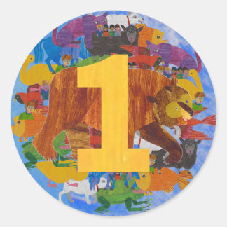 Brown Bear 1st Birthday Sticker ラウンドシール