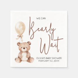 Brown Bear Balloon Baby Shower スタンダードカクテルナプキン