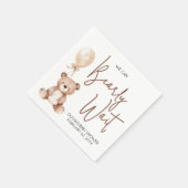 Brown Bear Balloon Baby Shower スタンダードカクテルナプキン (角)
