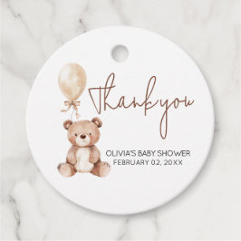 Brown Bear Balloon Baby Shower Favor Tags フェイバータグ