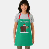 Brown bear cartoon with santa hat kid's Christmas エプロン (インサイチュ)