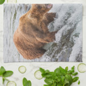 Brown Bear Catches Red Salmon キッチンタオル (折り畳み)