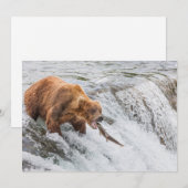 Brown Bear Catches Red Salmon サンキューカード (正面/裏面)