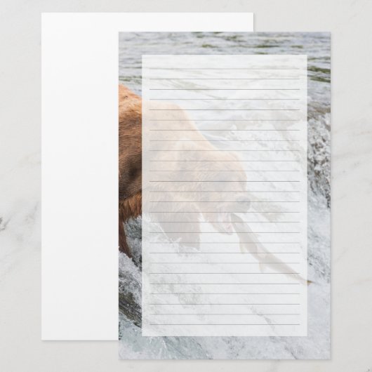 Brown Bear Catches Red Salmon 便箋 (正面/裏面)