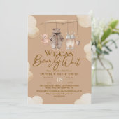 Brown Bear Clothes Baby Shower Invitation 招待状 (スタンド正面)