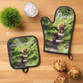 Brown Bear Family 鍋つかみ&鍋敷きセット (トップダウン)