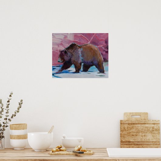 Brown Bear In Utah, Rocks by the歩く ポスター (キッチン)