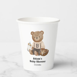 Brown Bearly Wait Football Sport Boy Baby Shower 紙コップ
