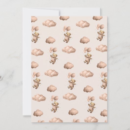 Brown Beary First Birthday Boy 招待状 (裏面)