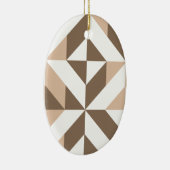Brown Beige Geometric Cube Pattern セラミックオーナメント (右)