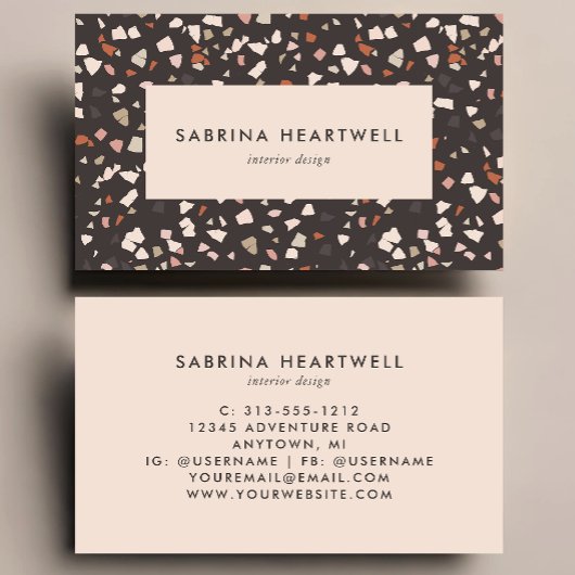 Brown Beige Rust Terrazzo Pattern Interior Design 名刺
