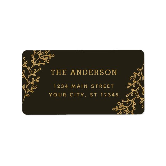 Brown Berry Sprig Folidsアドレス ラベル (正面)