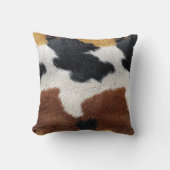 Brown black and white cowhide texture クッション (正面)