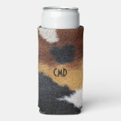 Brown black and white cowhide texture throw pillow スリム缶クーラー (Seltzer正面)