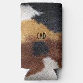 Brown black and white cowhide texture throw pillow スリム缶クーラー (裏面)