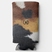 Brown black and white cowhide texture throw pillow スリム缶クーラー (正面)