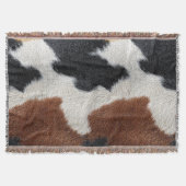 Brown black and white cowhide texture throw pillow スローブランケット (正面)