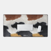 Brown black and white cowhide texture throw pillow デスクマット (キーボード&マウス)
