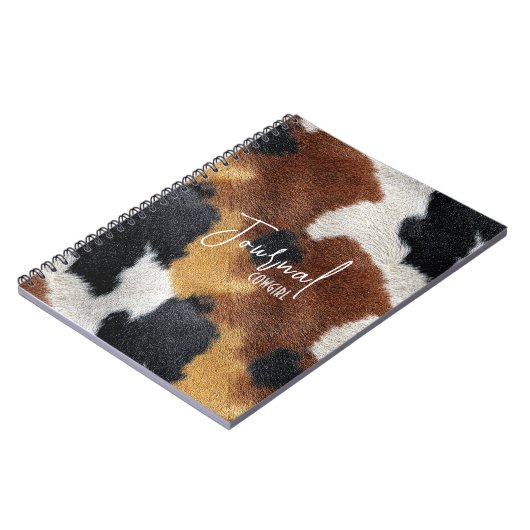 Brown black and white cowhide texture throw pillow ノートブック (左側)