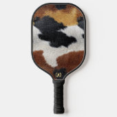 Brown black and white cowhide texture throw pillow ピックルボールラケット (正面)