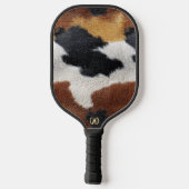 Brown black and white cowhide texture throw pillow ピックルボールラケット (裏面)
