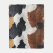 Brown black and white cowhide texture throw pillow フリースブランケット (正面)