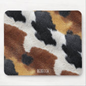 Brown black and white cowhide texture throw pillow マウスパッド (正面)