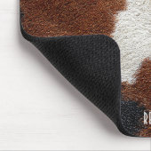 Brown black and white cowhide texture throw pillow マウスパッド (コーナー)