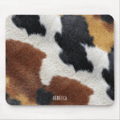 Brown black and white cowhide texture throw pillow マウスパッド (正面)
