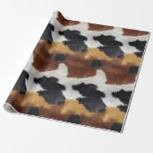 Brown black and white cowhide texture throw pillow ラッピングペーパー (アンロールド)