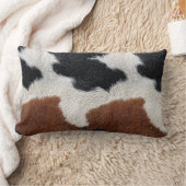 Brown black and white cowhide texture throw pillow ランバークッション (ブランケット)