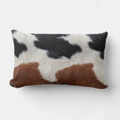 Brown black and white cowhide texture throw pillow ランバークッション (正面)